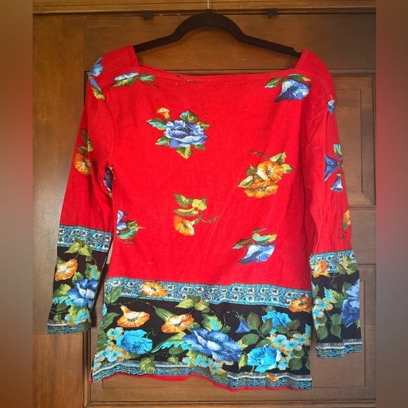 Chaudry Kc Tops - Chaudry KC Womens Red Floral Top 🌺